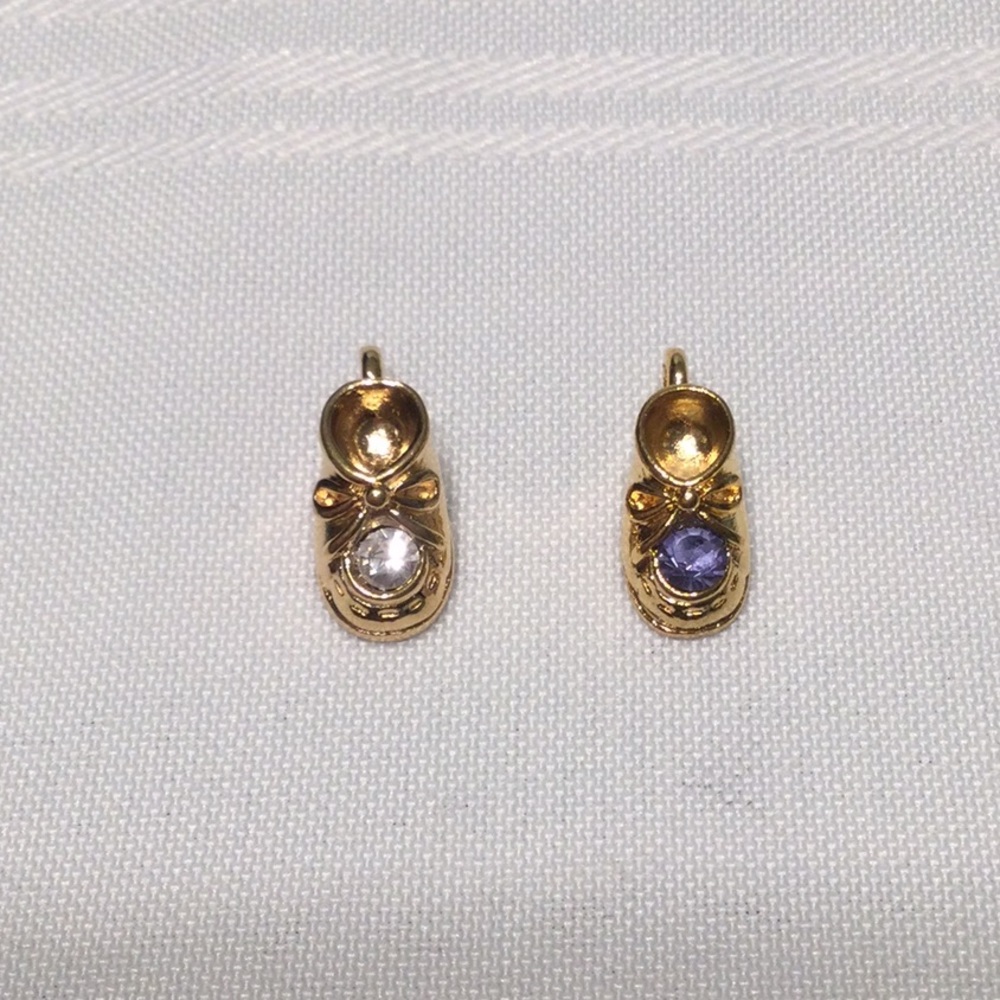Gold Color Baby Booties Charm with Stone